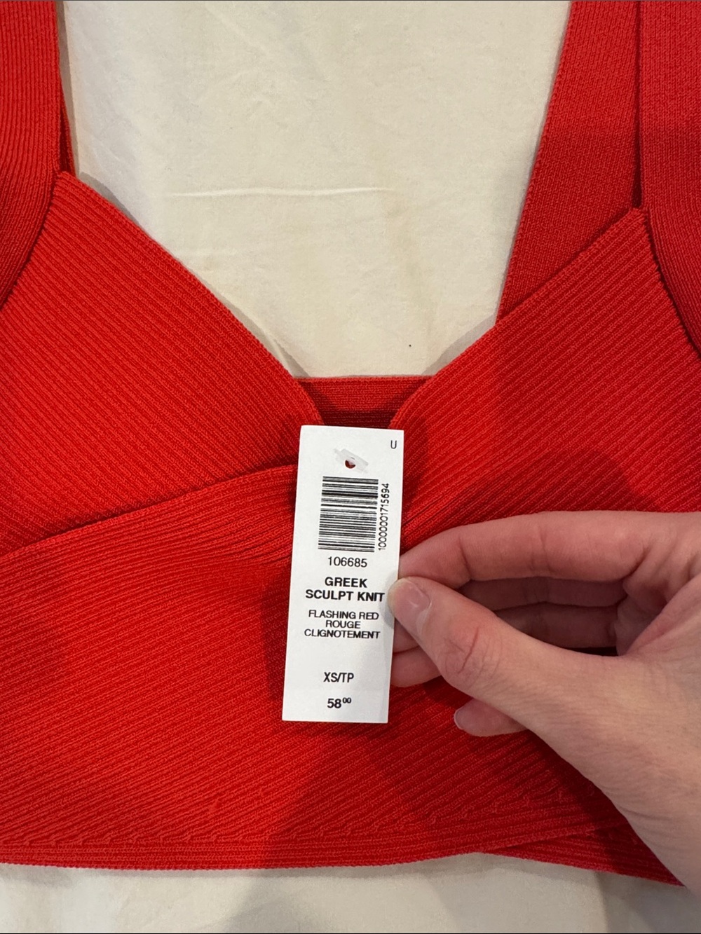 Red Ribbed Cropped Tank Top - Picture 2 of 3